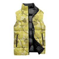 Anthurium Pikake Ti Leaf Palaka Sleeveless Puffer Jacket Yellow Version
