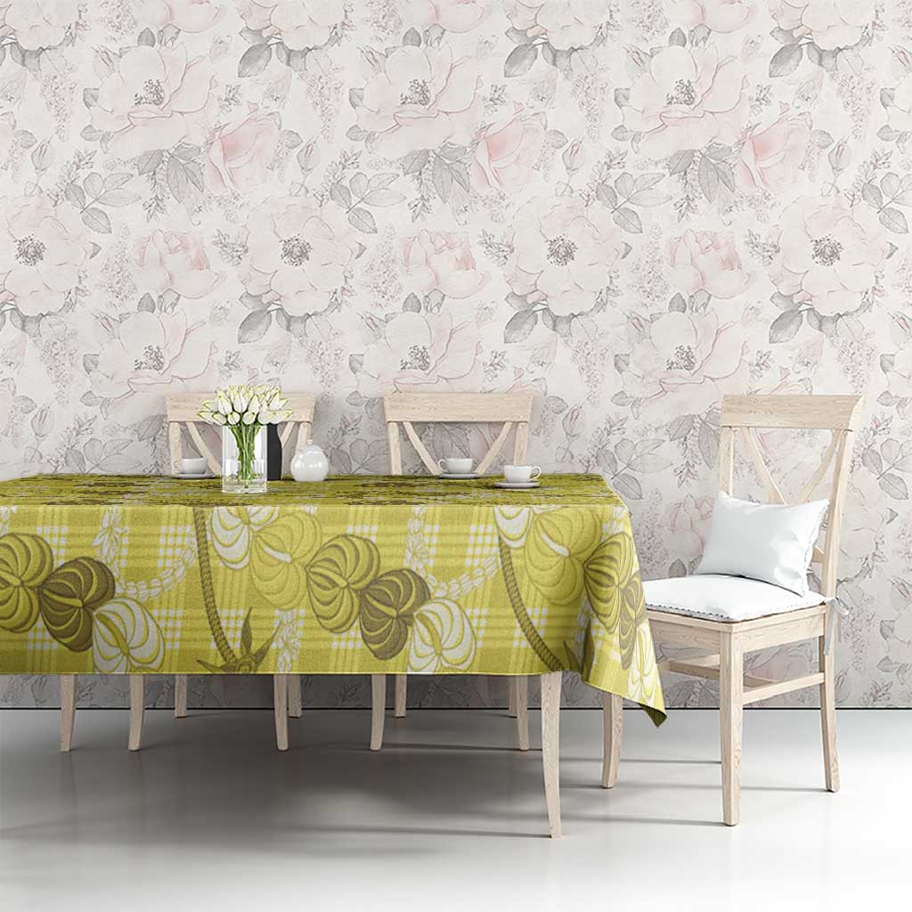 Anthurium Pikake Ti Leaf Palaka Tablecloth Yellow Version LT01 - Polynesian Pride
