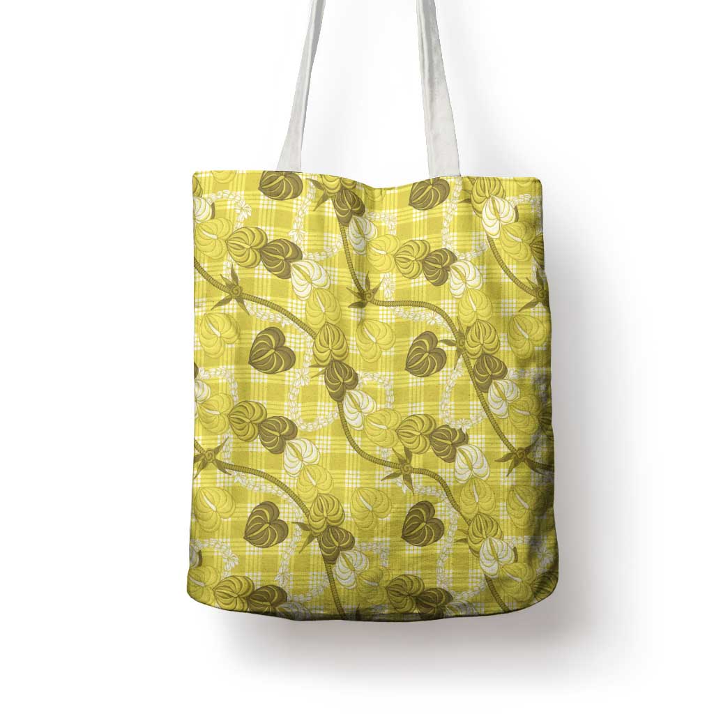 Anthurium Pikake Ti Leaf Palaka Tote Bag Yellow Version