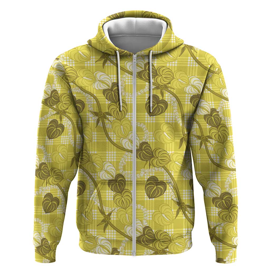 Anthurium Pikake Ti Leaf Palaka Zip Hoodie Yellow Version