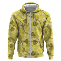Anthurium Pikake Ti Leaf Palaka Zip Hoodie Yellow Version