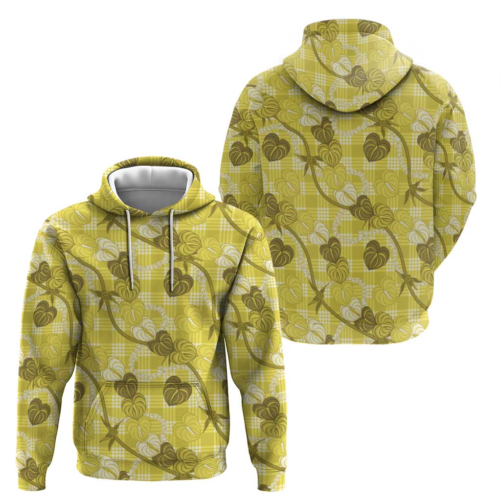 Anthurium Pikake Ti Leaf Palaka Zip Hoodie Yellow Version