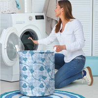 Anthurium Pikake Ti Leaf Palaka Laundry Basket Blue Version