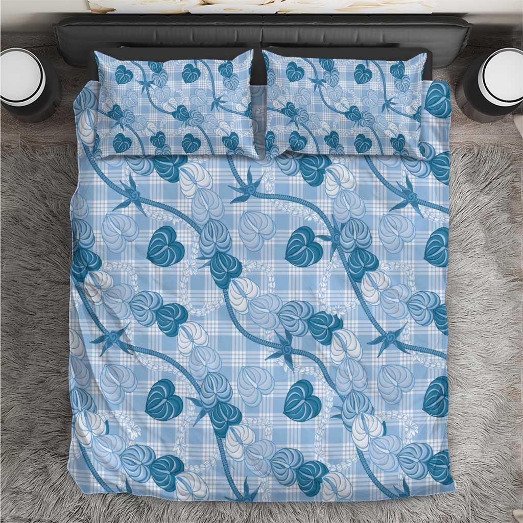 Anthurium Pikake Ti Leaf Palaka Bedding Set Blue Version