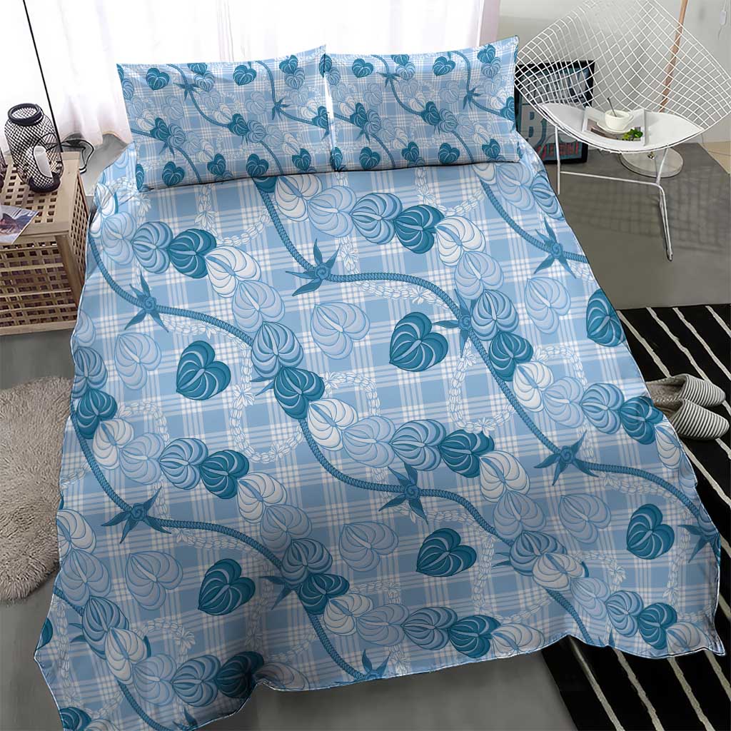 Anthurium Pikake Ti Leaf Palaka Bedding Set Blue Version