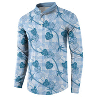 Anthurium Pikake Ti Leaf Palaka Button Sweatshirt Blue Version