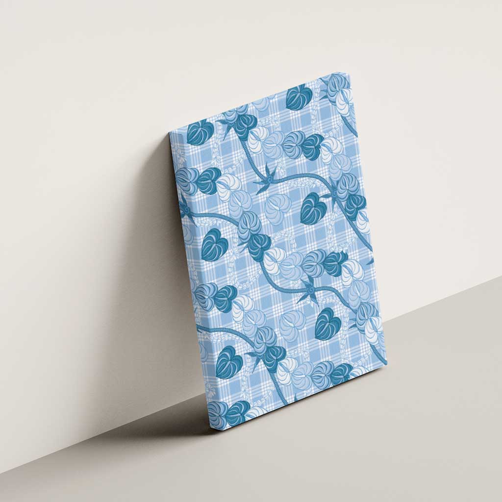 Anthurium Pikake Ti Leaf Palaka Canvas Wall Art Blue Version LT01 - Polynesian Pride