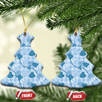 Anthurium Pikake Ti Leaf Palaka Ceramic Ornament Blue Version LT01 Christmas Tree Blue - Polynesian Pride