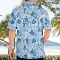 Anthurium Pikake Ti Leaf Palaka Hawaiian Shirt Blue Version