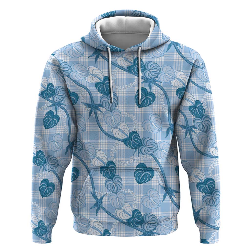 Anthurium Pikake Ti Leaf Palaka Hoodie Blue Version