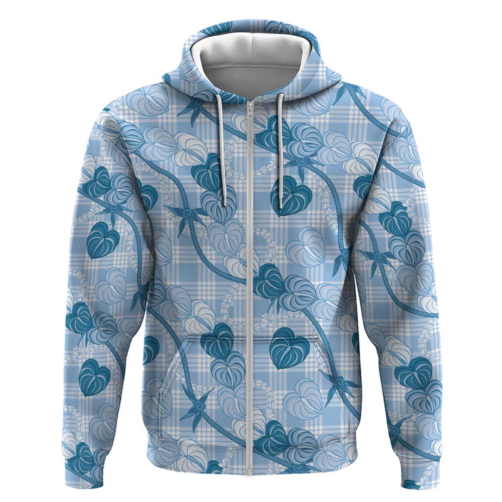 Anthurium Pikake Ti Leaf Palaka Hoodie Blue Version