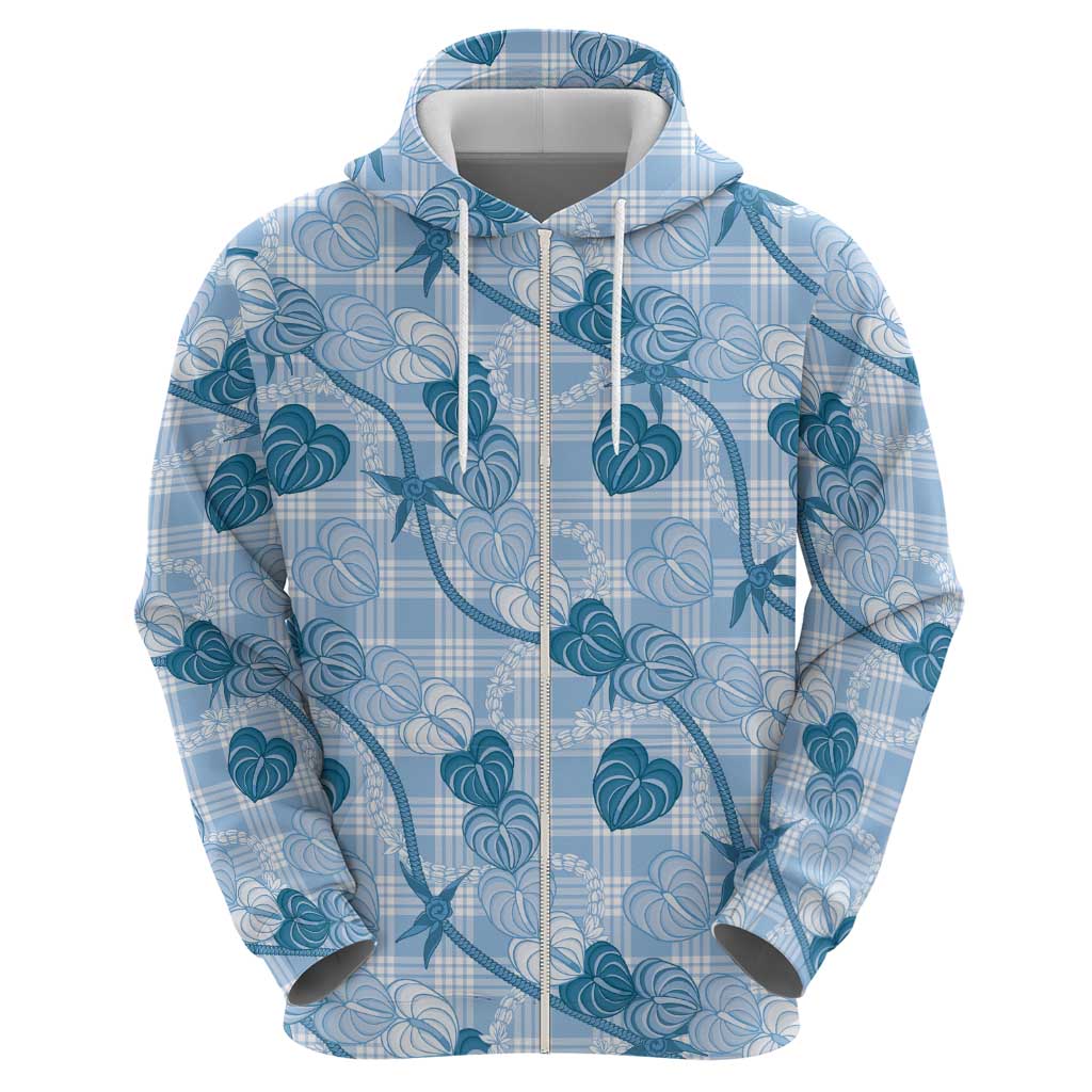 Anthurium Pikake Ti Leaf Palaka Hoodie Blue Version
