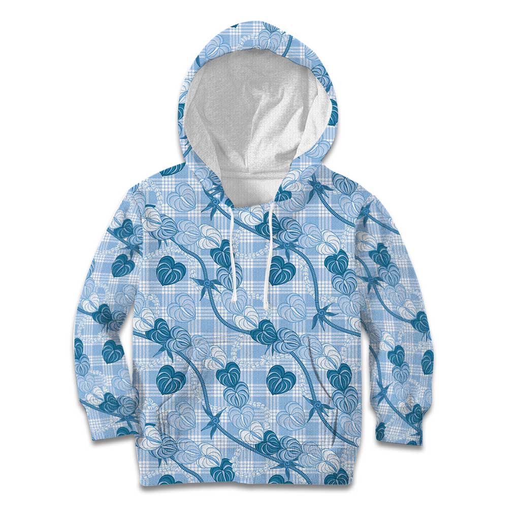 Anthurium Pikake Ti Leaf Palaka Kid Hoodie Blue Version