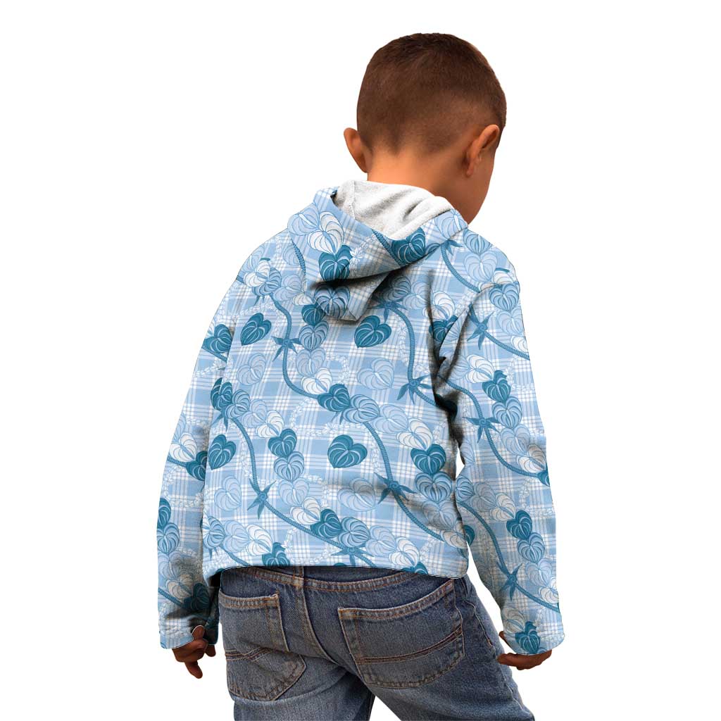 Anthurium Pikake Ti Leaf Palaka Kid Hoodie Blue Version
