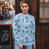 Anthurium Pikake Ti Leaf Palaka Ugly Christmas Sweater Blue Version LT01 - Polynesian Pride