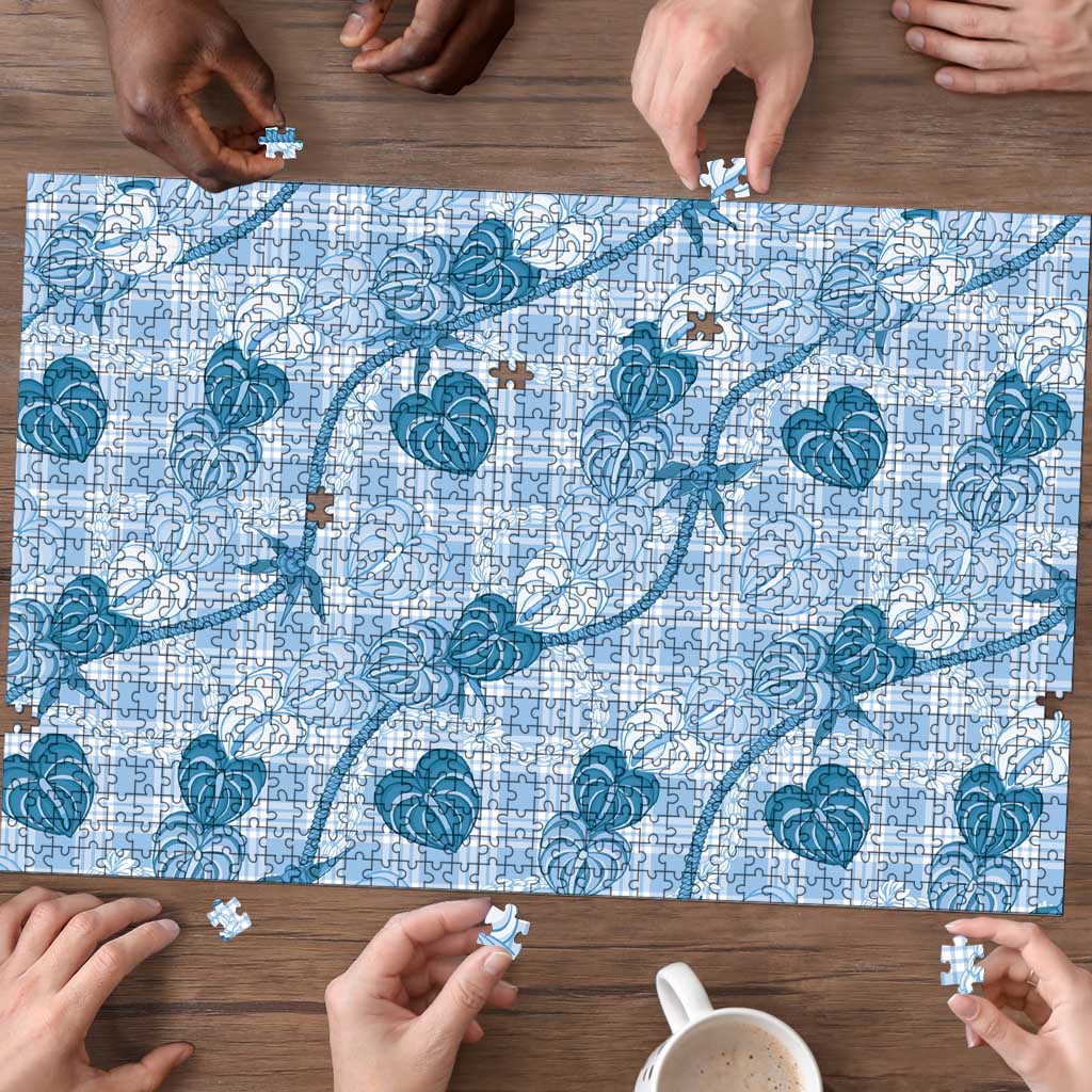 Anthurium Pikake Ti Leaf Palaka Puzzle Blue Version