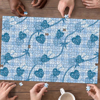 Anthurium Pikake Ti Leaf Palaka Puzzle Blue Version