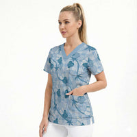 Anthurium Pikake Ti Leaf Palaka Scrub Top Blue Version