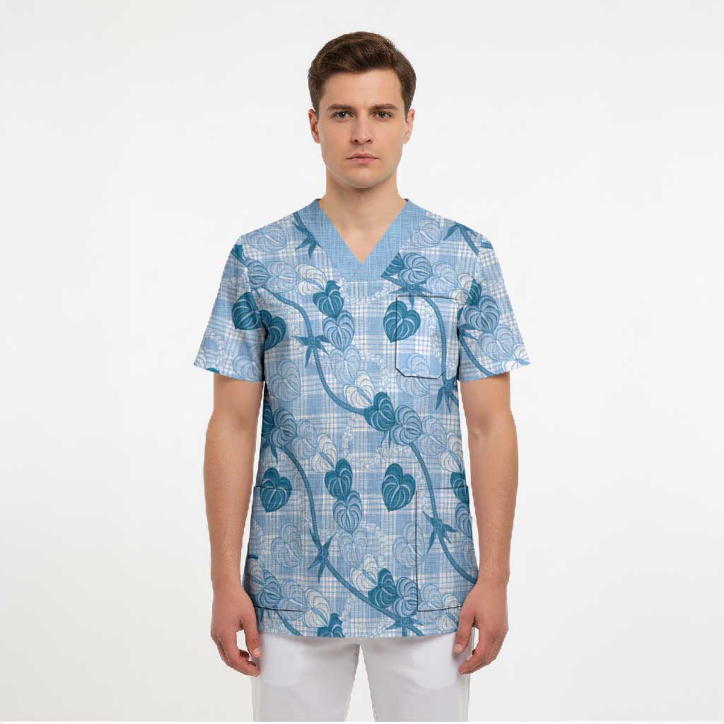 Anthurium Pikake Ti Leaf Palaka Scrub Top Blue Version