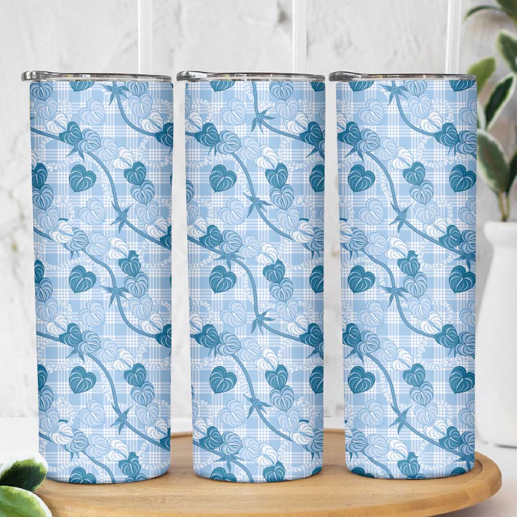 Anthurium Pikake Ti Leaf Palaka Skinny Tumbler Blue Version