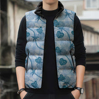 Anthurium Pikake Ti Leaf Palaka Sleeveless Puffer Jacket Blue Version