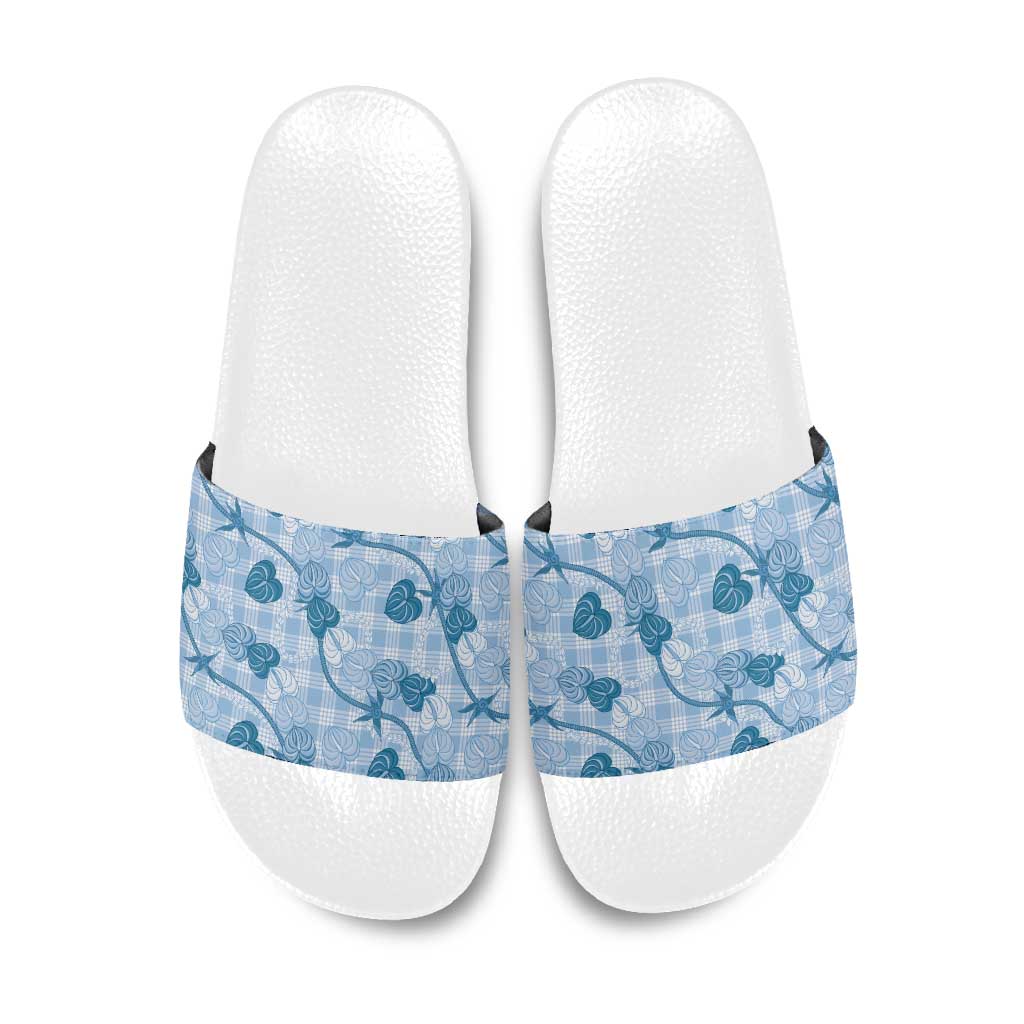 Anthurium Pikake Ti Leaf Palaka Slide Sandals Blue Version