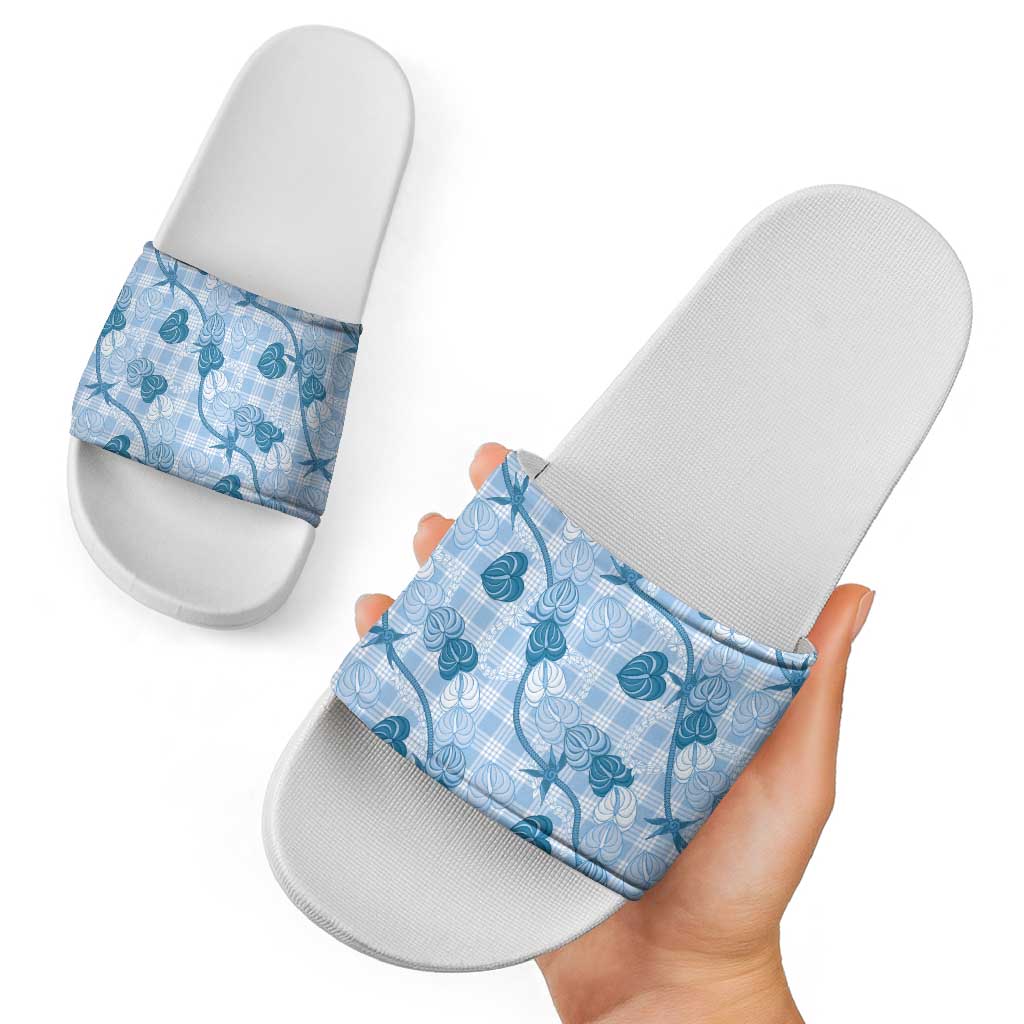 Anthurium Pikake Ti Leaf Palaka Slide Sandals Blue Version