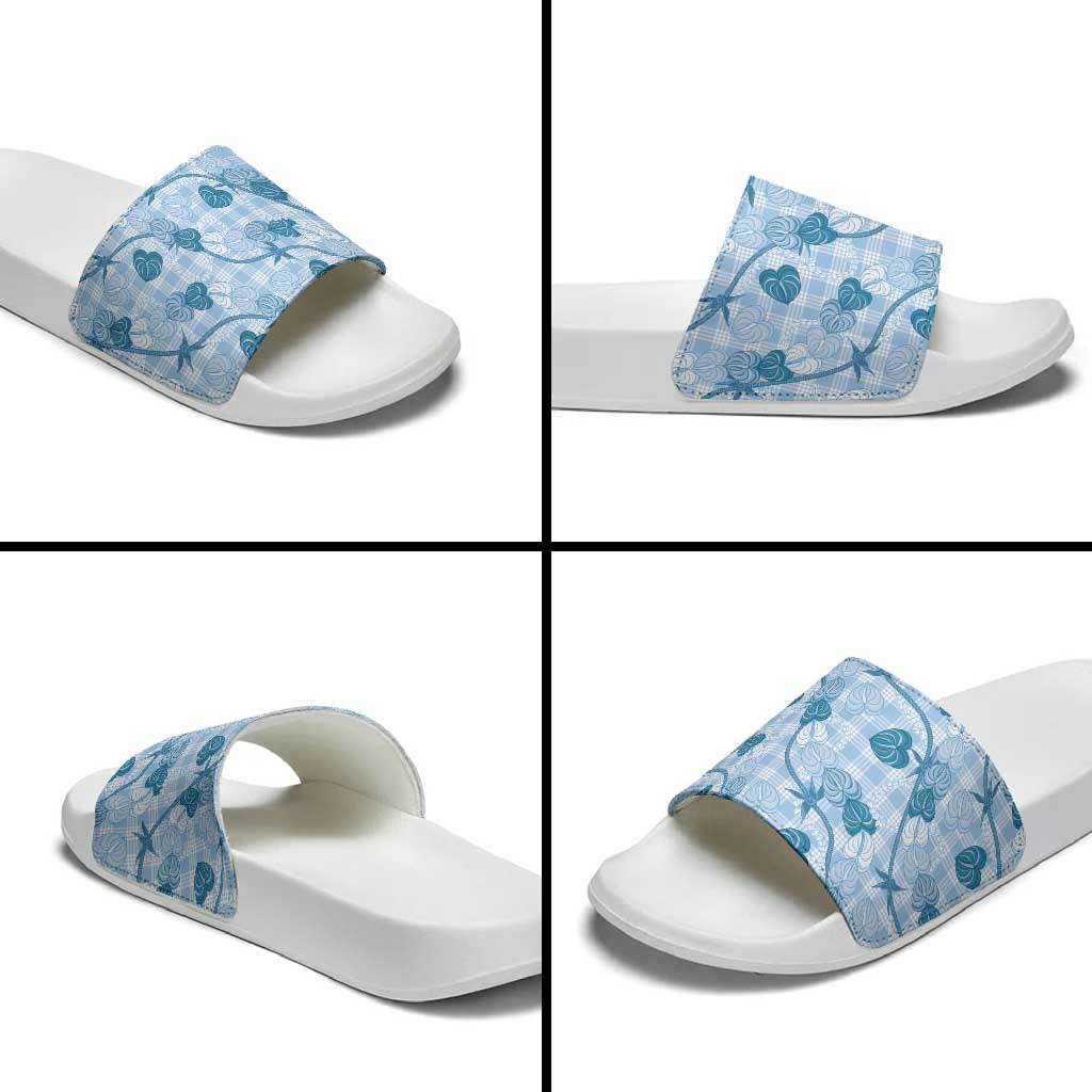 Anthurium Pikake Ti Leaf Palaka Slide Sandals Blue Version