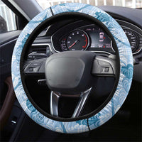 Anthurium Pikake Ti Leaf Palaka Steering Wheel Cover Blue Version LT01 - Polynesian Pride
