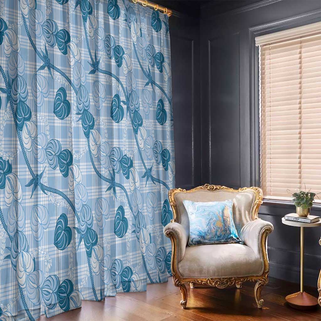 Anthurium Pikake Ti Leaf Palaka Window Curtain Blue Version LT01 - Polynesian Pride