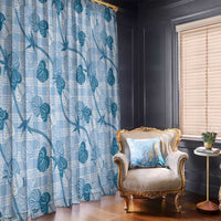 Anthurium Pikake Ti Leaf Palaka Window Curtain Blue Version LT01 - Polynesian Pride