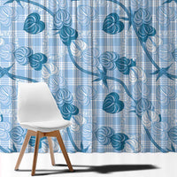 Anthurium Pikake Ti Leaf Palaka Window Curtain Blue Version LT01 - Polynesian Pride