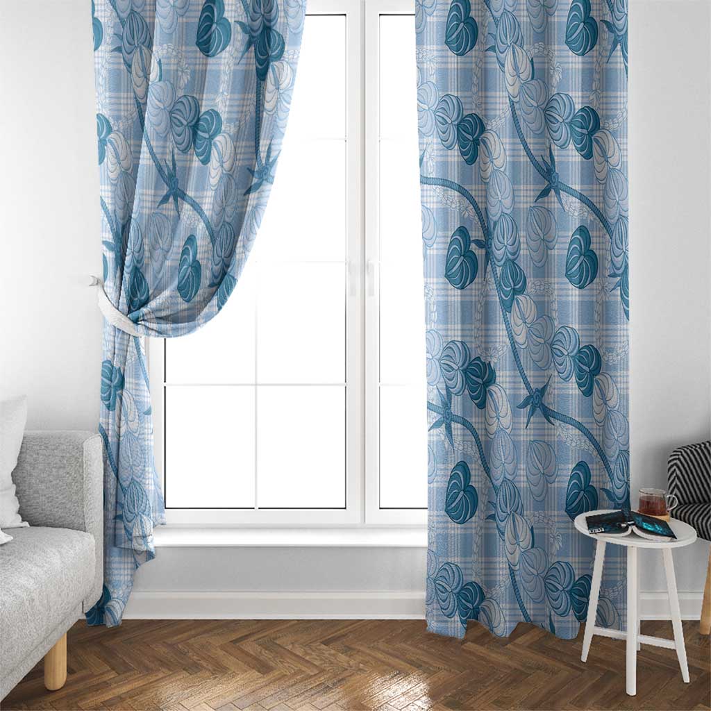 Anthurium Pikake Ti Leaf Palaka Window Curtain Blue Version LT01 - Polynesian Pride