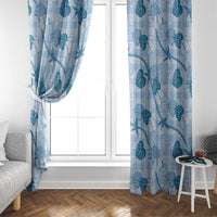 Anthurium Pikake Ti Leaf Palaka Window Curtain Blue Version LT01 - Polynesian Pride