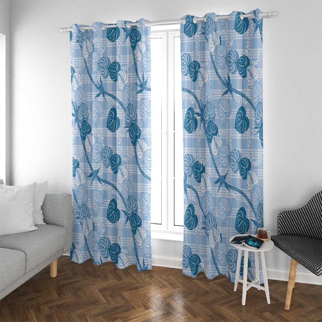 Anthurium Pikake Ti Leaf Palaka Window Curtain Blue Version LT01 With Grommets Blue - Polynesian Pride