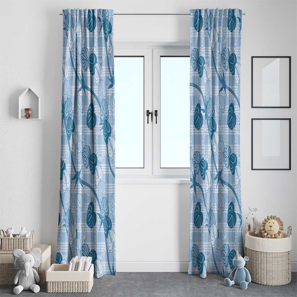 Anthurium Pikake Ti Leaf Palaka Window Curtain Blue Version LT01 - Polynesian Pride