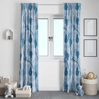 Anthurium Pikake Ti Leaf Palaka Window Curtain Blue Version LT01 - Polynesian Pride