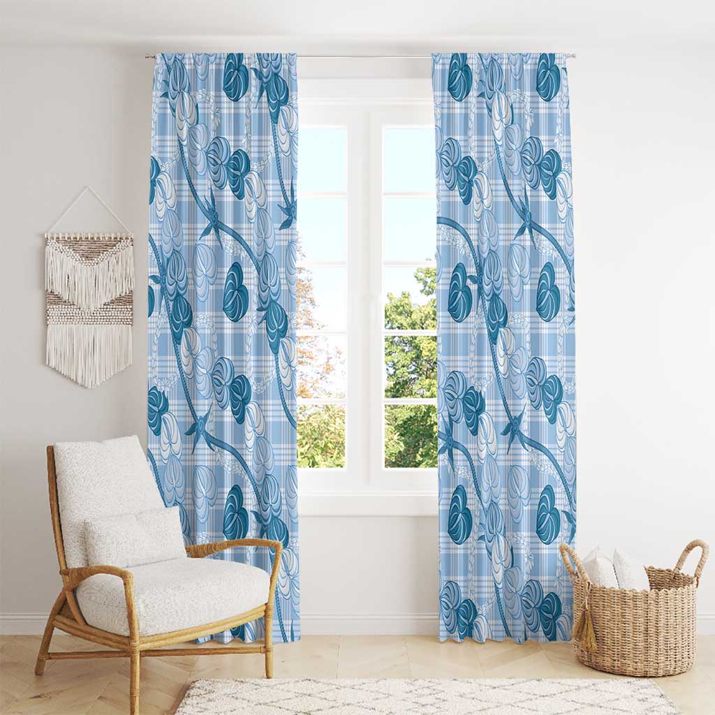 Anthurium Pikake Ti Leaf Palaka Window Curtain Blue Version LT01 - Polynesian Pride
