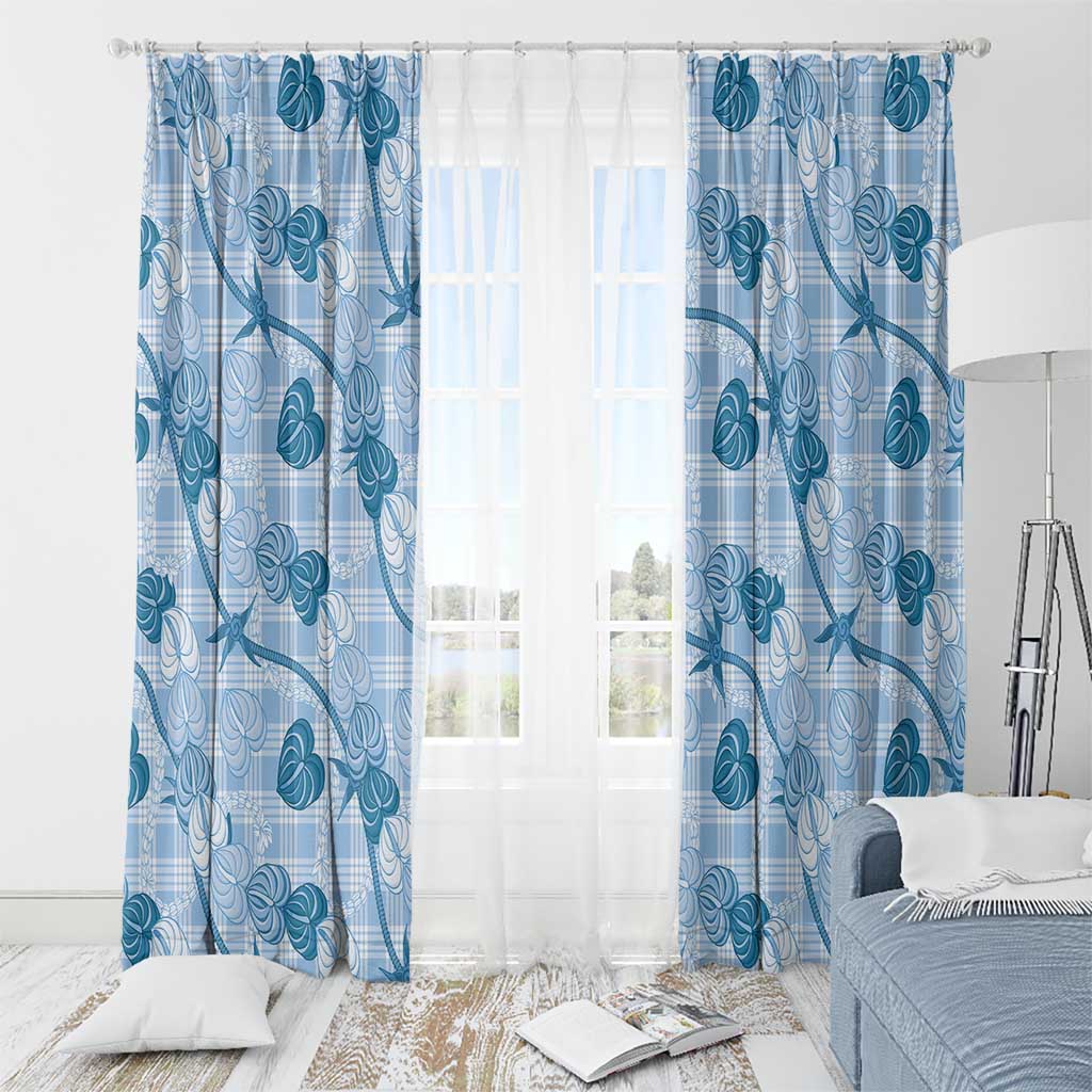 Anthurium Pikake Ti Leaf Palaka Window Curtain Blue Version LT01 - Polynesian Pride