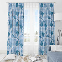 Anthurium Pikake Ti Leaf Palaka Window Curtain Blue Version LT01 - Polynesian Pride
