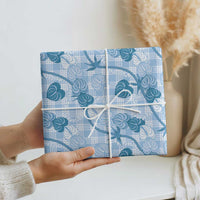 Anthurium Pikake Ti Leaf Palaka Wrapping Paper Blue Version