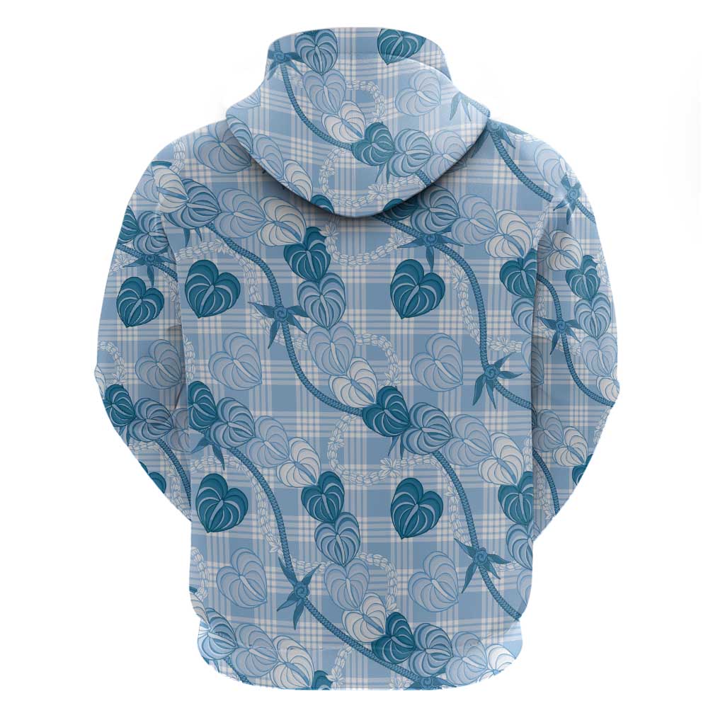 Anthurium Pikake Ti Leaf Palaka Zip Hoodie Blue Version