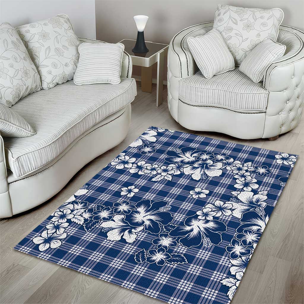 Hibiscus Pakala Cobalt Blue Royal Area Rug Tropical Floral Stylized - Polynesian Pride