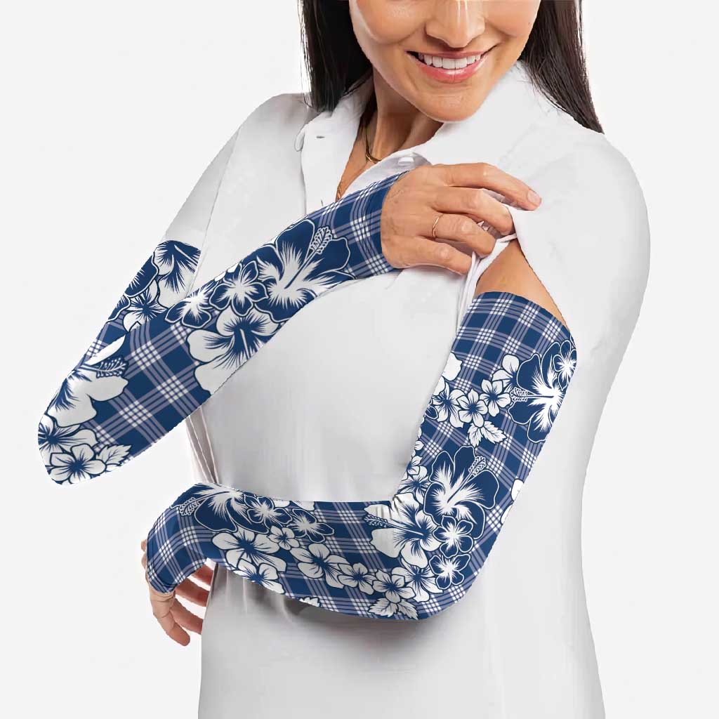 Hibiscus Pakala Cobalt Blue Royal Arm Sleeves Tropical Floral Stylized - Polynesian Pride