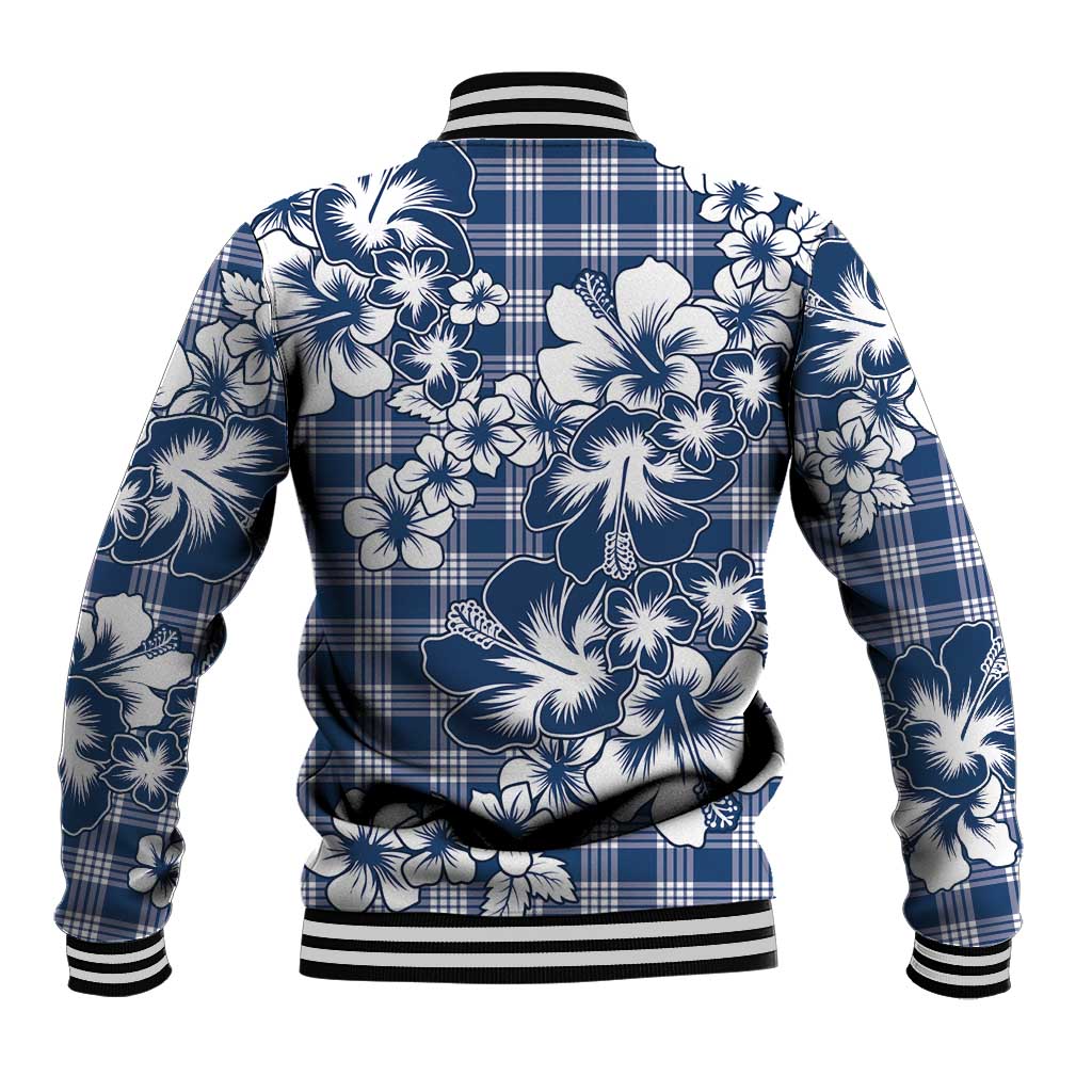 Hibiscus Pakala Cobalt Blue Royal Baseball Jacket Tropical Floral Stylized - Polynesian Pride