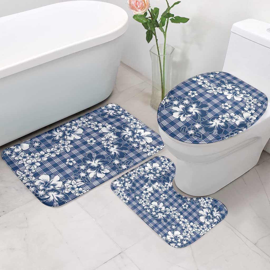 Hibiscus Pakala Cobalt Blue Royal Bathroom Set Tropical Floral Stylized - Polynesian Pride