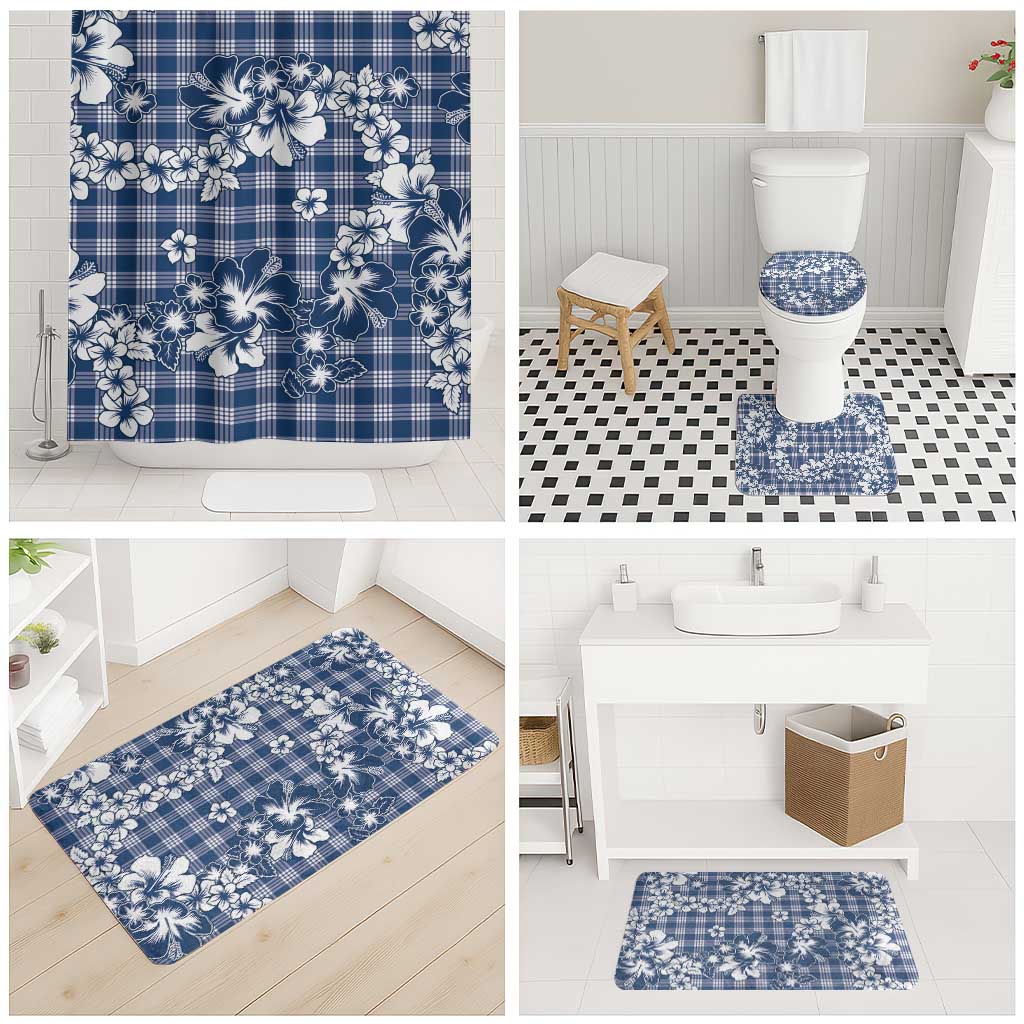 Hibiscus Pakala Cobalt Blue Royal Bathroom Set Tropical Floral Stylized - Polynesian Pride