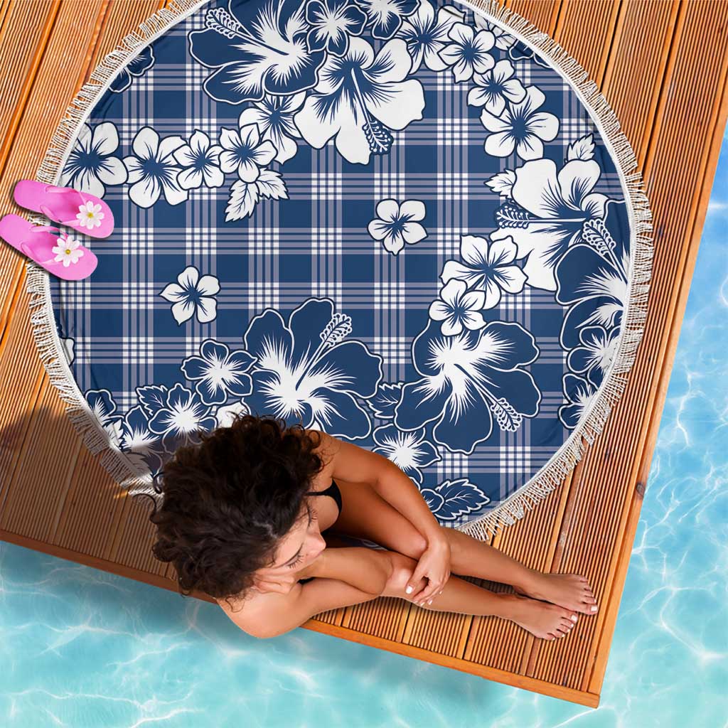 Hibiscus Pakala Cobalt Blue Royal Beach Blanket Tropical Floral Stylized - Polynesian Pride