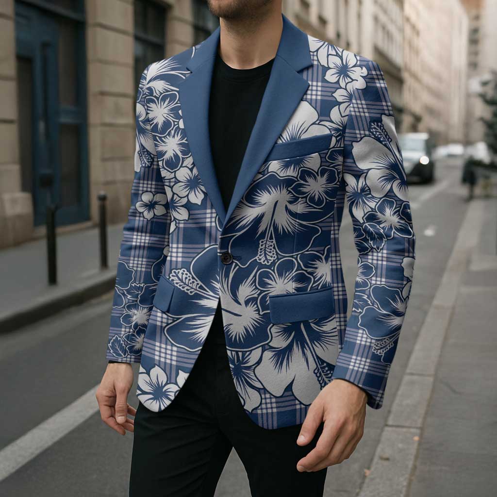 Hibiscus Pakala Cobalt Blue Royal Blazer Tropical Floral Stylized - Polynesian Pride