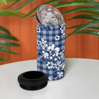 Hibiscus Pakala Cobalt Blue Royal 4 in 1 Can Cooler Tumbler Tropical Floral Stylized - Polynesian Pride